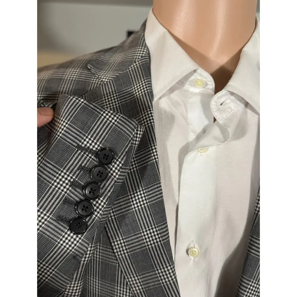 Tom Ford Blazer Prince of Wales Houndstooth 50 40R Notch Lapel Wool